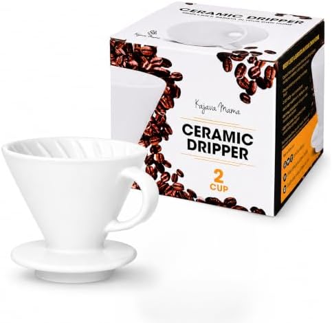 Ceramic Pour Over Coffee Dripper V02 Manual Brewer White, 2 Cup by KajavaMama