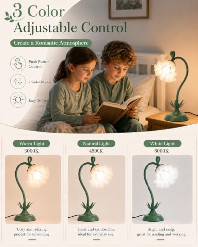 WERFOP Flower Table Lamp Cute Desk Lamp for Bedroom Home Decor - Image 2