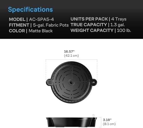 AC Infinity Self-Watering Fabric Pot Base, Auto-Irrigation, 4-Pack - Image 6