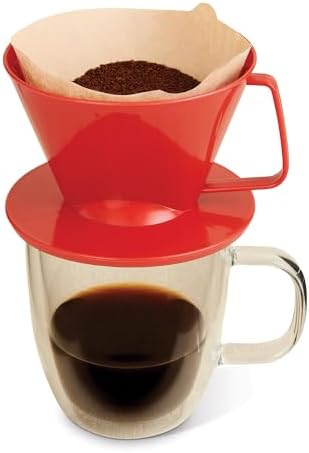 Fino Pour-Over Coffee Brewing Filter Cone, Number 1-Size, Red, Brews 1 to 2-Servings, Set of 2 - Image 2