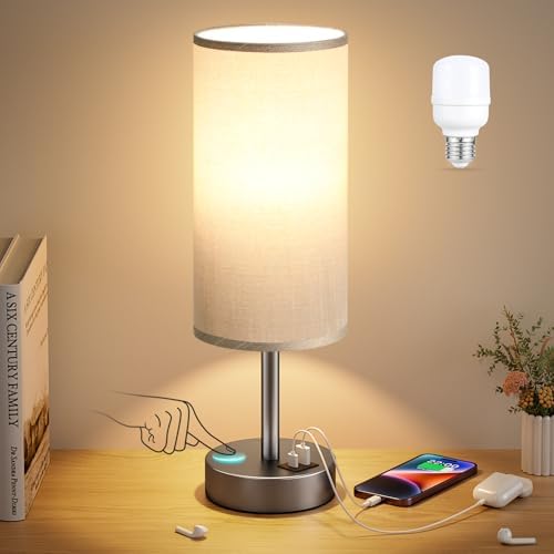 Dicoool Bedside Table Lamp for Bedroom - 3-Way Dimmable Touch Lamp, USB A+C - Image 6