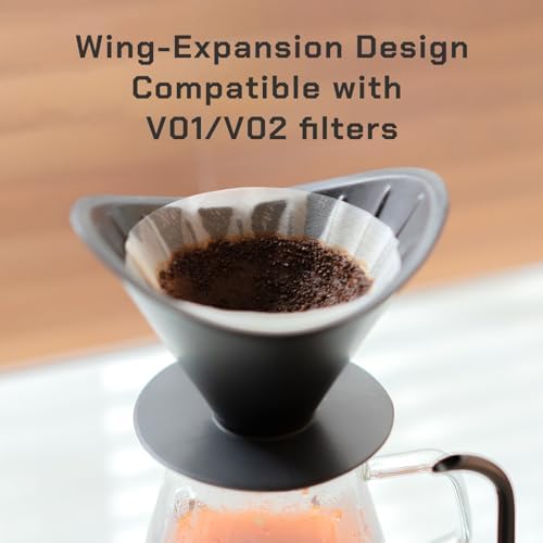MAVO Coffee Dripper, Pour Over Ceramic Coffee Dripper with Tray, Compatible with V01 V02, Black - Image 2