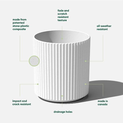 Veradek Demi Series Round Planter for Porch, Patio, Backyard | Durable Plastic-Concrete Material | Modern Décor for Tall Plants, Flowers - Image 2