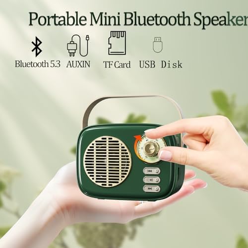Retro Bluetooth Speaker,Vintage Decor for Kitchen Desk Bedroom Office Green - Image 2