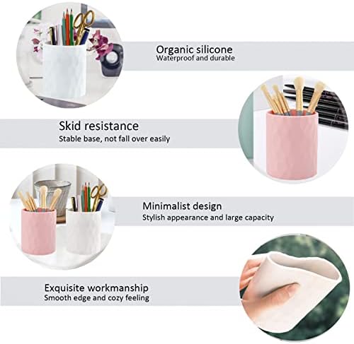 minimaliving Pen Holder,Nordic Style Silicone Waterproof Pencil Holder for Desk Simple&Modern Minimalist Makeup Organizer Multifunctional Office Supplies for Home,Kids and School (White) - Image 3