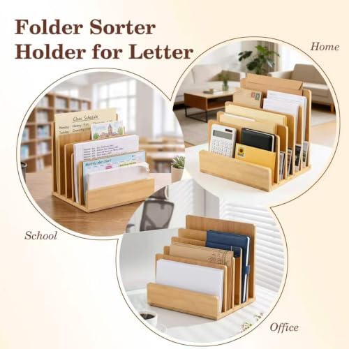 Bamboo Mail Organizer, File Holder for Office, Countertop - Image 7