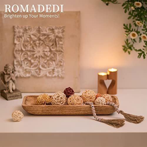 Romadedi Paulownia Wood Dough Bowl for Decor, Candle Tray 16 in Long - Image 4