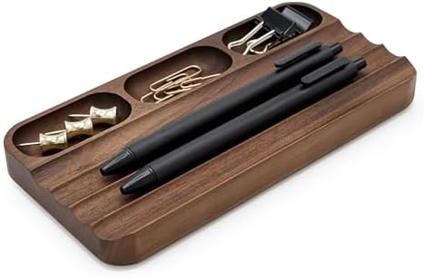 MUUJEE Wooden Desk Pen Pencil Organizer - 7.5 x 3.75 for Work Teacher Dad Wood Pencils Tray Work Minimalist Rustic, Gift for the Man who has it All - Image 2