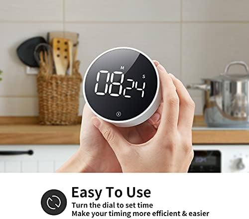 Digital Magnetic Kitchen Timer & Stopwatch with LED Display, White - Image 2