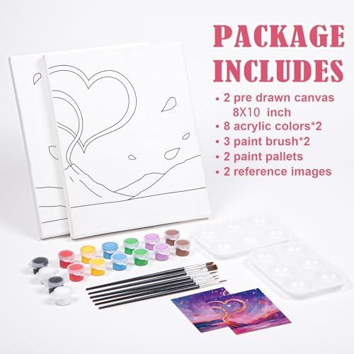 VOCHIC Sip and Paint Kit Pre Drawn Canvas for Painting for Adults Couples - Image 6