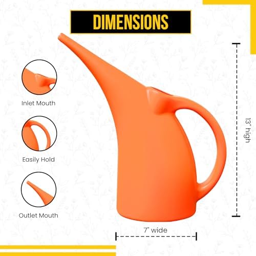 KP KOOL PRODUCTS 1/2 Gallon Watering Can - Small Indoor/Outdoor Plastic Waterer - Orange - 1 Pack - Image 2