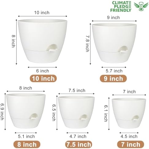 QRRICA 7/7.5/8/9/10 Inch Self Watering Pots for Indoor/Outdoor Plants - Image 3