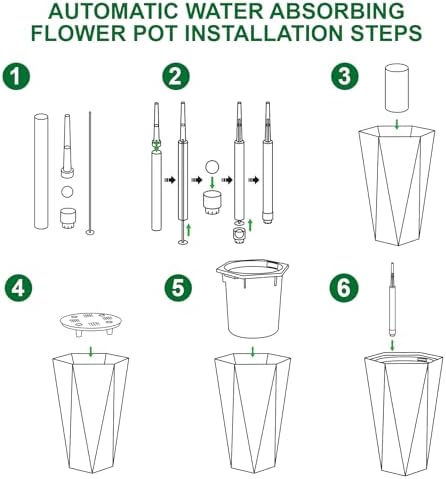 22.5" Tall Planters Set of 2, Self-Watering Planter, Outdoor Planters - Image 5