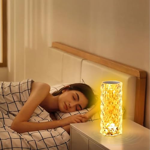 VoMii Crystal Lamp Touch, RGB 16 Colors Changing Night Light with Remote, Crystal Table Lamp Bedside Lamp, Rose Wave Diamond Night Light, Ambient Lighting for Bedroom/Game Room/Dinning Room - Image 5