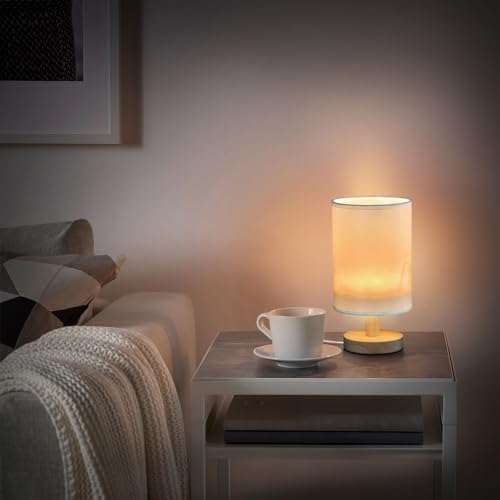Light Yellow Print Bedside Table Lamp for Bedroom Small Lamps for Nightstand Lamp with Non-Slip Base LED Table Lamps for Living Room Home Office Dorm Kids Room - Image 6