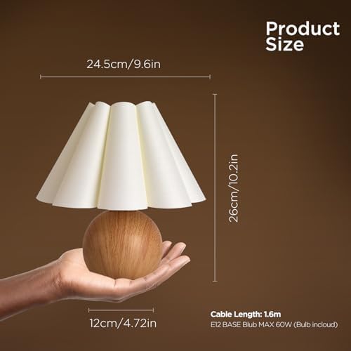KUNJOULAM Cute Small Table Lamp, Modern Bedside Nightstand Lamp with Fabric Lampshade, Metal Base for Bedroom Home Office Decor (Without Buld) - Image 2