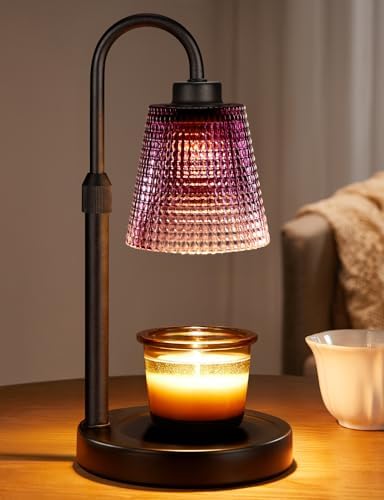 Innqoo Purple Candle Warmer Lamp with Timer, Dimmable Candle Warmer for Home Decor, Height Adjustable Candle Lamp for Jar Candles, Birthday Gifts for Women Mom, House Warming Gifts New Home by Innqoo