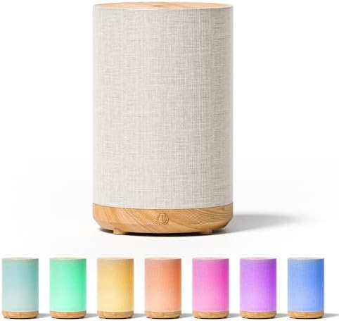 Essential Oil Diffuser with Fabric Cover & Lamp,120ml Small Portable Aroma Diffuser for Home, Ultrasonic Aromatherapy Oil Diffuser with 7 Colors LED, Auto Shut-Off, Mini Humidifier for Bedroom,Plug In by SNOWSEN