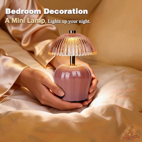 MJ PREMIER Rechargeable Table Lamp, Small Cordless Lamp with Timer, Pink - Image 5