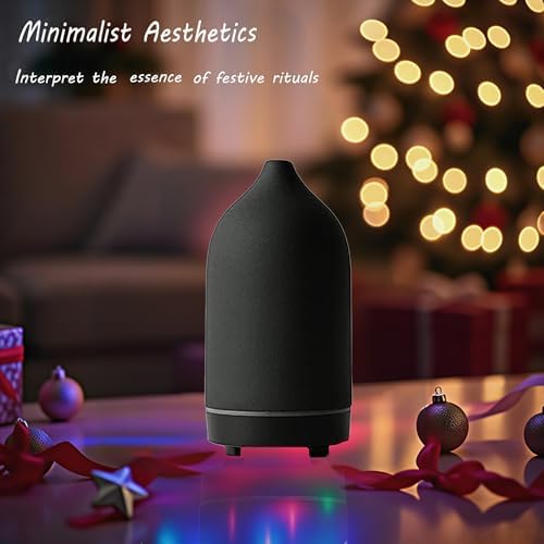 Stone Diffuser, Ceramic Essential Oil Diffuser, Humidifier 160ml Ultrasonic Oil Diffuser for Aramatherapy. (Black) - Image 5