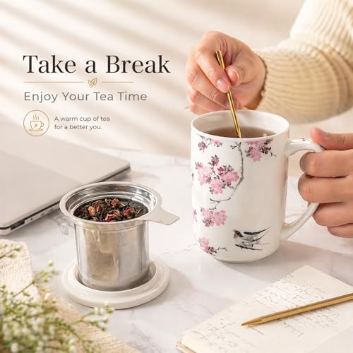 AmorArc Tea Cup With Infuser and Lid, 18oz Loose Leaf Tea Mug With Steeper - Image 6