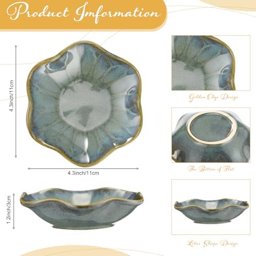 Teenyyou 8 Pcs Ceramic Jewelry Dish Bulk Small Trinket Tray, Dark Green - Image 2