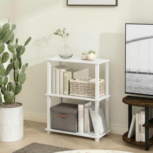 Furinno Turn-S-Tube Storage Shelves, 3-Tier Book Shelf, Corner Shelf, Toolless Open Frame Standing Shelves, for Organization and Storage, Living Room, Garage, Home Office, White - Image 6