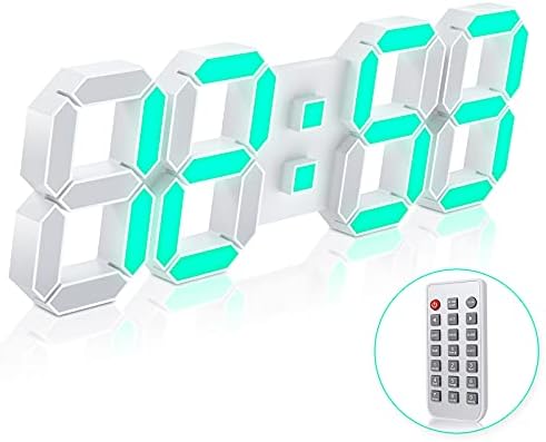 15" Larger 3D LED Wall Clock with Remote Control, 7-Color RGB by HOME