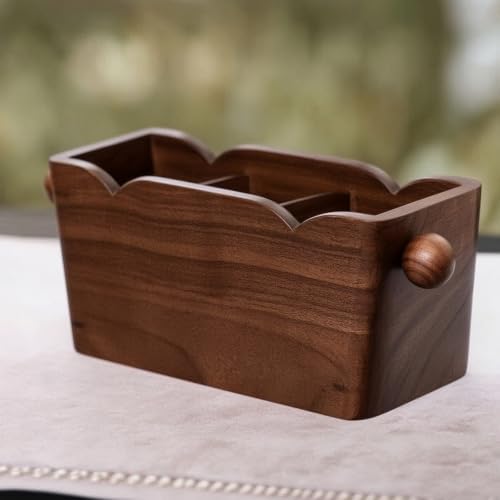 Desktop Organizer Solid Wood Wooden Organizer Compact Sorter for Desk, Modern Minimalist, 3-Compartment, Walnut Wood Design - Image 3