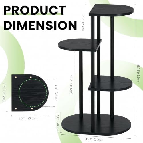 Tiered Plant Stand Indoor, Tall 4 Tier 5 Potted Wooden Plant Shelf for Multiple Flower Plants, Multi Corner Metal Plant Holder Indoor for Patio Garden Patent Design Living Room Balcony Bedroom, Black - Image 2