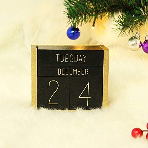 Juegoal Wooden Perpetual Calendar, Wooden Block Daily Calendar Office Desk Accessories (Black) - Image 6