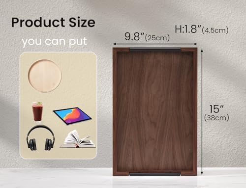 Fibogollo Walnut Wood Serving Trays with Metal Handles(Medium) - Image 2