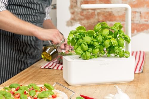 Click & Grow Indoor Herb Garden Kit with Grow Light | Smart Garden for Home Kitchen Windowsill | Easier Than Hydroponics Growing System | Vegetable Gardening Starter (3 Basil Pods Included), White - Image 2
