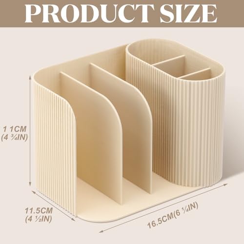 Junkin Desk Organizer 6 Compartments, Modern Ribbed Pen Holder Book Stand - Image 2