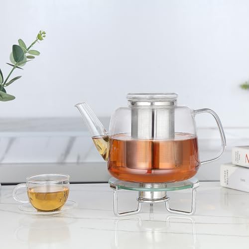 Easyworkz Borosilicate Glass Teapot 50oz with Large Stainless Steel Removable Loose Tea Infuser for Fruit Herbal and Infusion - Image 5