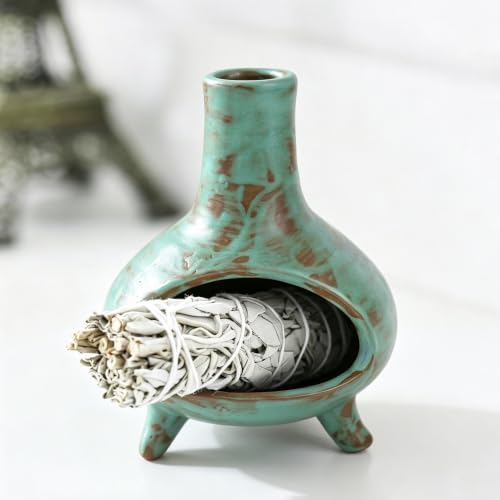 JOYWING Palo Santo Holder Handmade Ceramic Incense Burner for Sage Bundles and Incense Cones Meditation Accessories for Mindfulness Yoga Home Decor Spiritual Gifts(Patina) by Unknown
