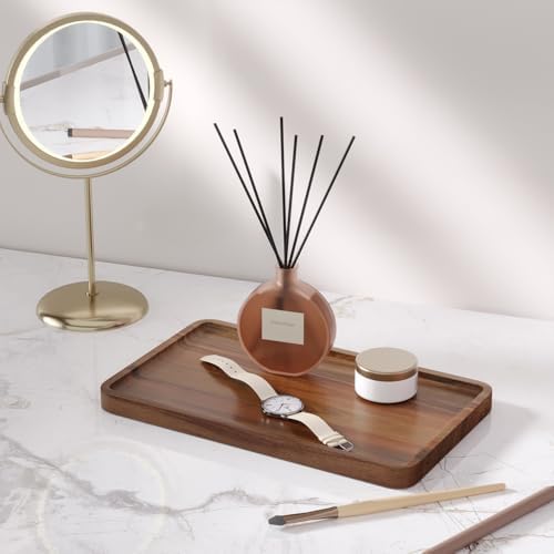 VERTORGAN 2 Pack Acacia Wood Serving Tray,9.8x5.9 Inch Trays,Home Decor - Image 2
