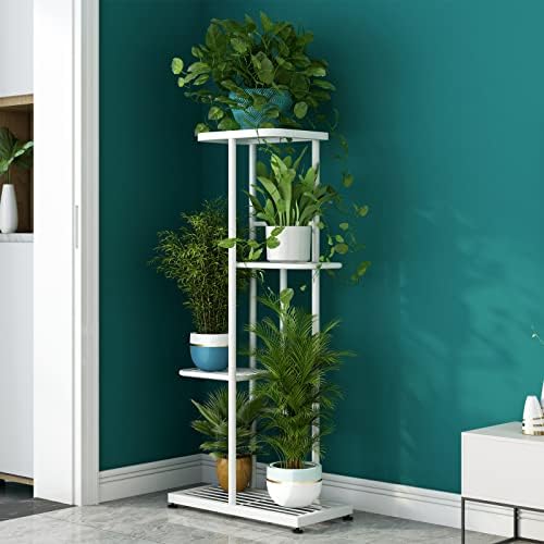 LINZINAR 4 Tier Plant Stand Indoor Outdoor Metal Corner Display Shelf - Image 2