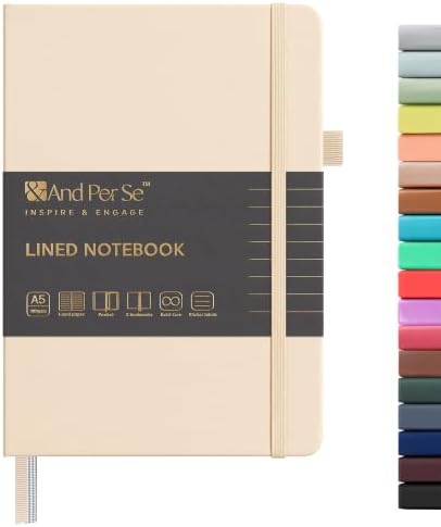 &And Per Se Lined Journal Notebook, 160 Pages, A5 5.7 x 8 inches College Ruled Thick Paper Notebook Journals for Writing, Hardcover Notebooks for Women Men Office School (1 Pack, Light Apricot) by AndPerSe