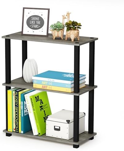 Furinno TURN-S-TUBE Storage Shelves, 3-Tier Book Shelf, Corner Shelf, Toolless Open Shelves, for Organization and Storage, Living Room, Garage, Home Office, French Oak by Furinno-FitsYourSpaceFitsYourBudget