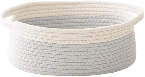 JMvicyroam Small Woven Basket, Empty Gift Basket, White&Grey/1 Pack by JMvicyroam