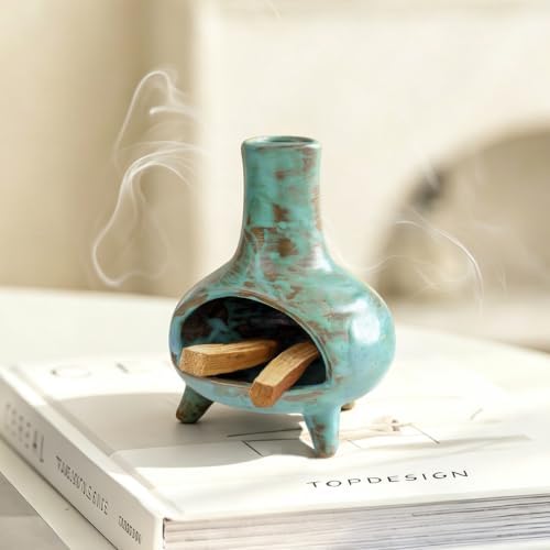 JOYWING Palo Santo Holder Handmade Ceramic Incense Burner for Sage Bundles and Incense Cones Meditation Accessories for Mindfulness Yoga Home Decor Spiritual Gifts(Patina) - Image 3