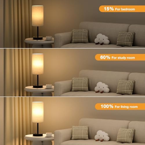 Fenmzee 17.4" Beige Lamp for Bedroom - Dimmable Touch, USB A+C, AC Outlet - Image 3