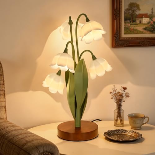 Flower Table Lamp for Bedroom, LED Cute Reading Light by NewAoNaSenLighting