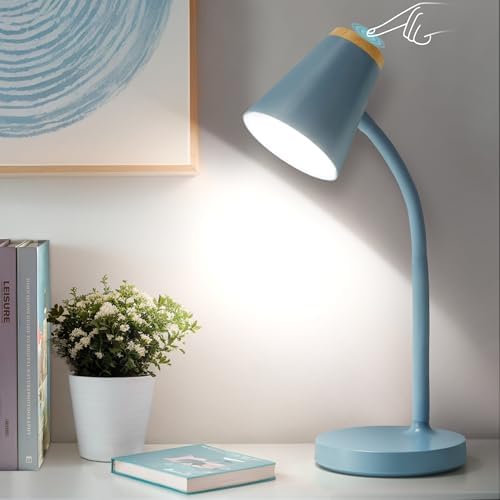 EJIAXIN Desk Lamps for Home Office - Small LED Desk Lamp Touch Dimmable Reading Light for College Dorm Room - Adjustable Flexible Gooseneck Table Lamp for Bedside Bedroom Nightstand Blue by WelcometoEJIAXIN
