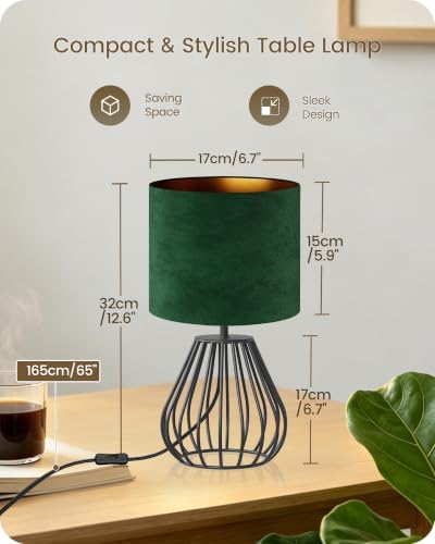 Black and Green Table Lamp, 12.6" Small Bedside Lamp with Bulb - Image 5
