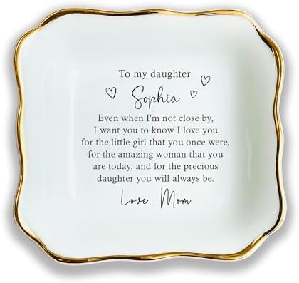 Daughter Gift From Mom, Custom Ring Dish, Even When I Am Not Close By, Ceramic Jewelry Dish, Personalized Trinket Tray, Wedding, Birthday Present, Mother And Daughter by HatafaFurni