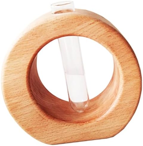 FUOYLOO Glass Vase with Wooden Stand, Mini Hydroponic Propagation Terrarium Container, Beech Wood Tabletop Planter for Home Décor and Living Room Display by Unknown