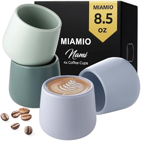 MIAMIO - Ceramic Cup Set of 4, Coffee Mugs (8.5 oz) - Nami (Pastel Coast) by MIAMIO