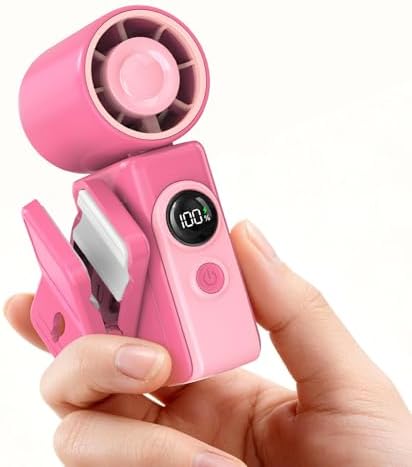 Clip-On Portable Mini Fan, Personal Turbo Travel Makeup Fan w/ LED Display by CoolnessRedefined